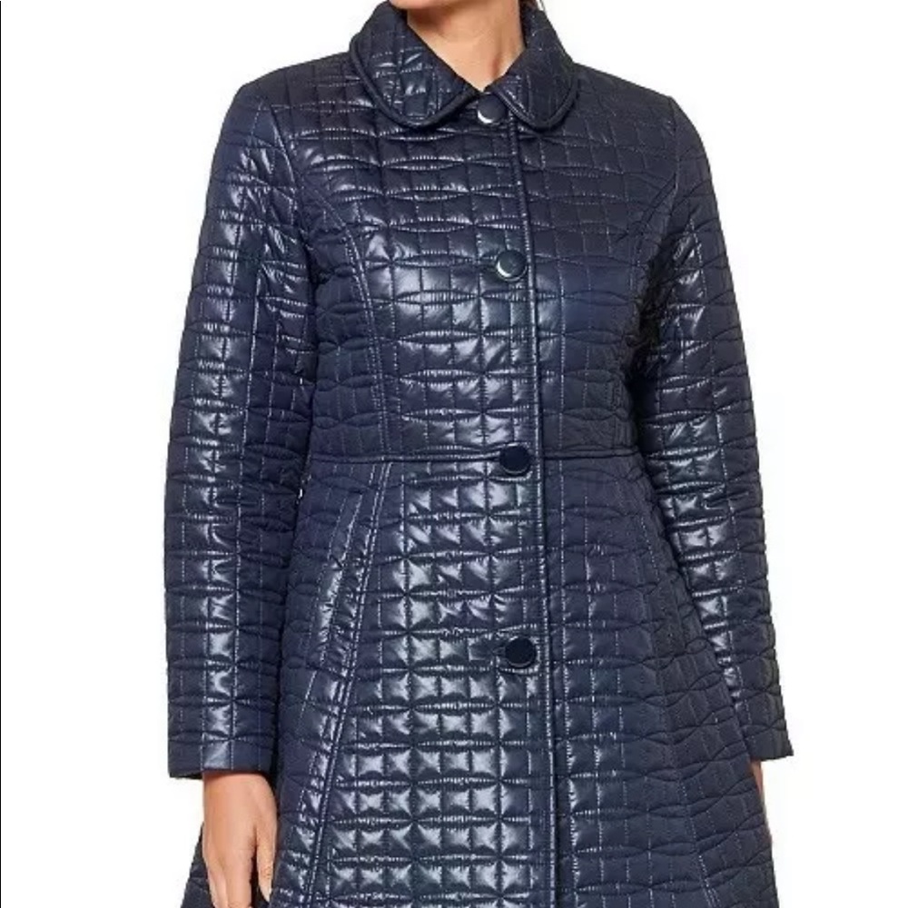 Kate Spade Skirted Quilted Coat: Size XS: Midnight
